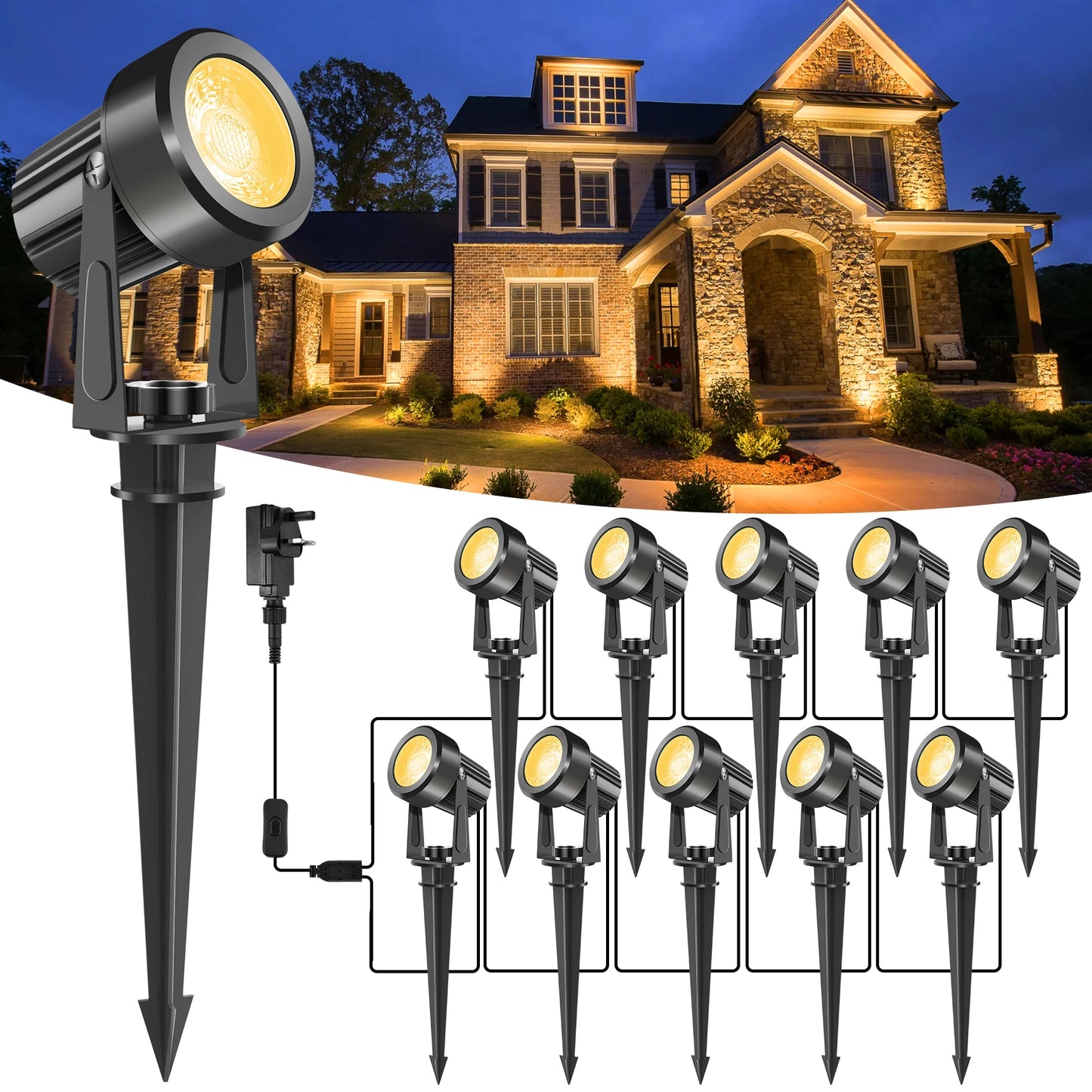 2/4/6/8/10 Lights Low Voltage Landscape Lighting Outdoor Lamp