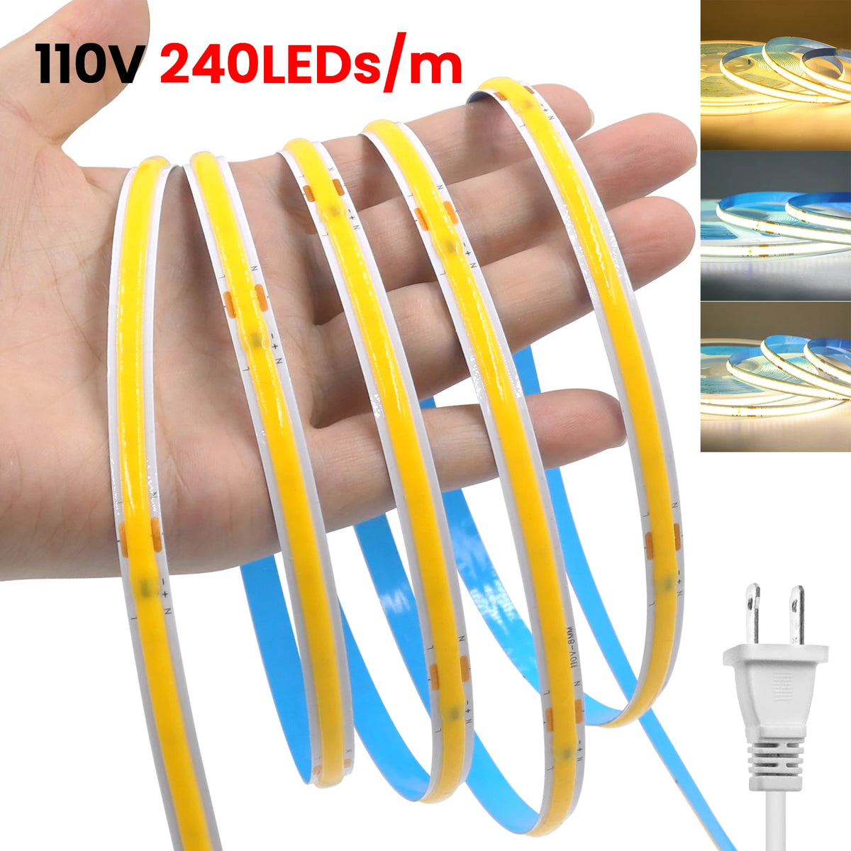 AC 110V 220V COB Strip PCB 8MM 240Leds For Home Decor