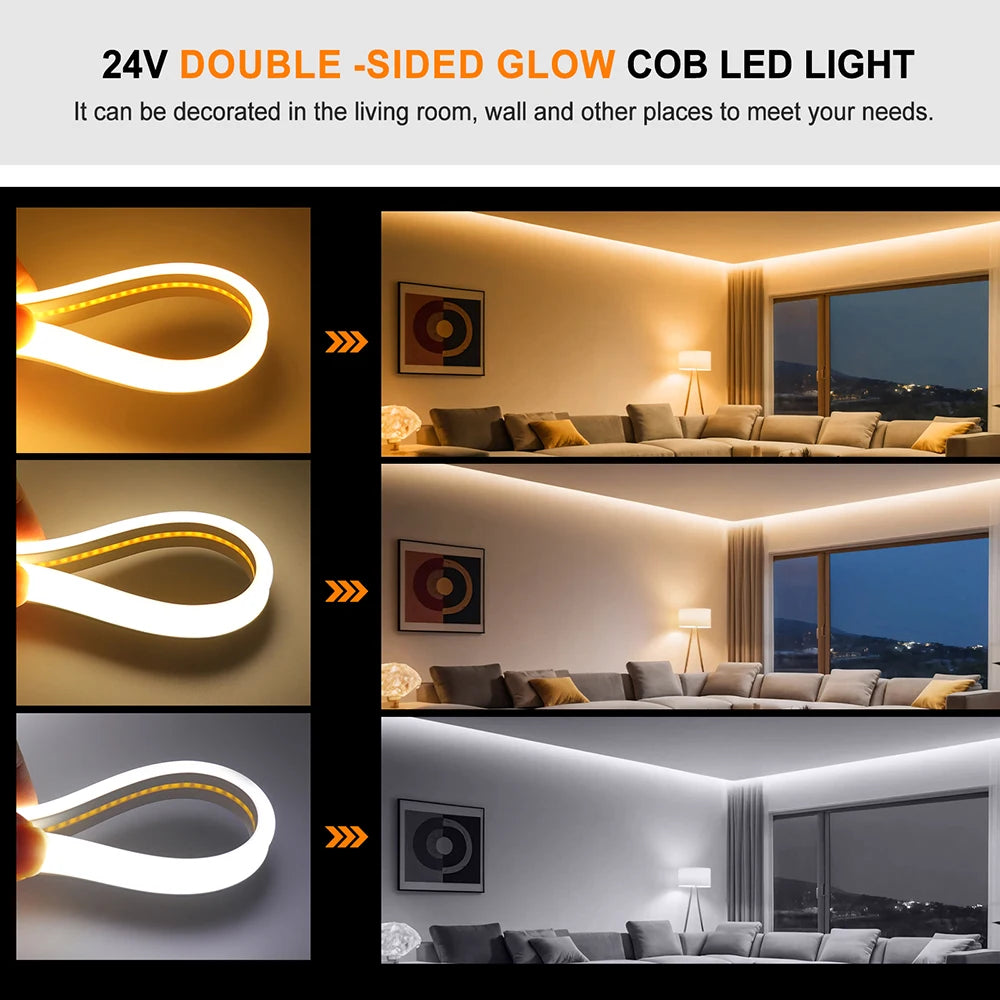 LED Neon Light Strip Solar 24V Waterproof 8 Modes 320LED