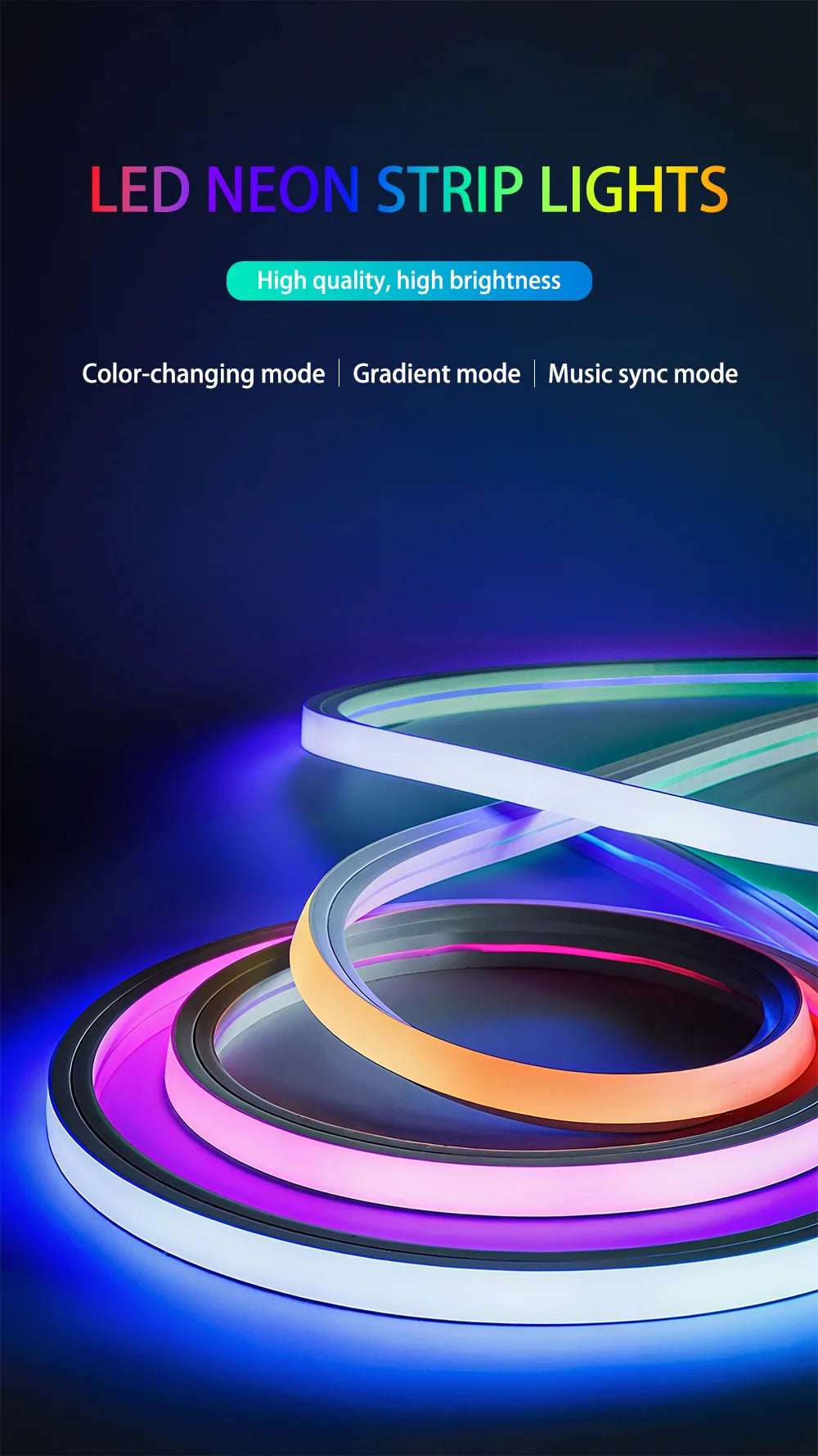 Tuya Wifi Plug RGBIC LED Neon Strip Lights Decoration Lighting