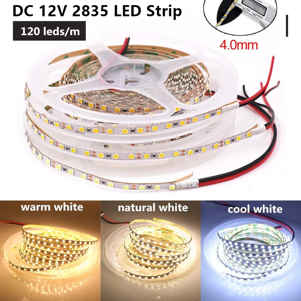 DC 5V 12V 24V Led Strip SMD 2835 120 180 240 LEDs/m Diode Tape