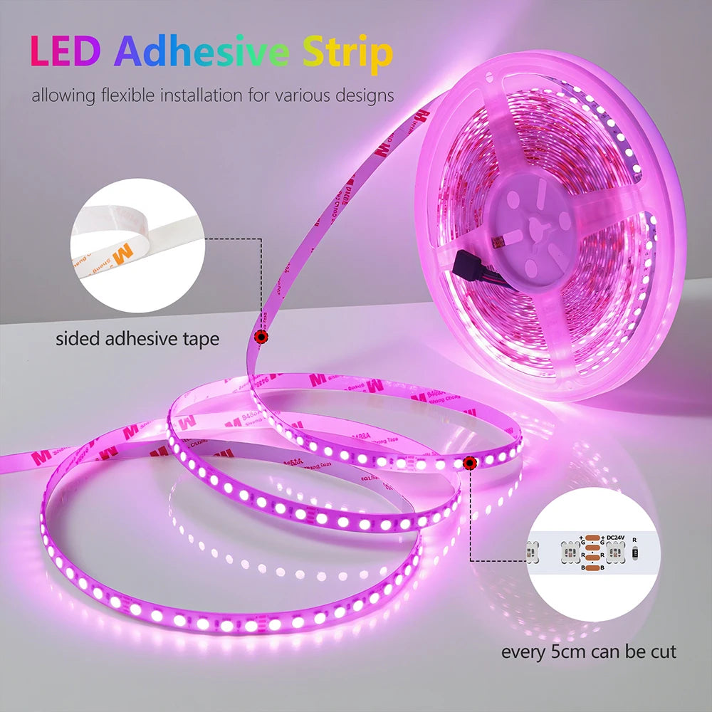 PCB RGB LED Strip Light 5m Flexible Adhesive Tape