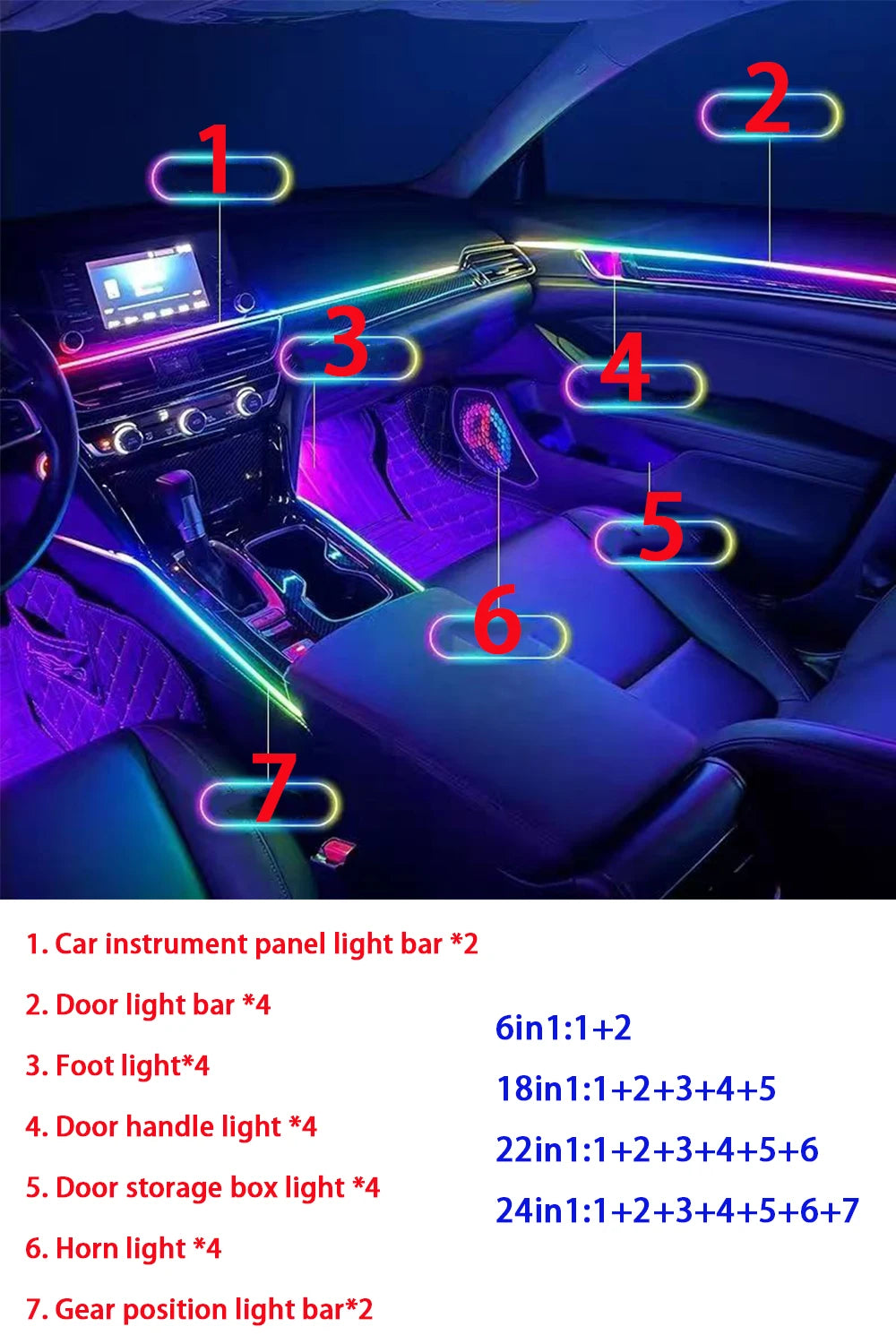 Car Ambient Light 24in1 22in1 18in1Dual Zone Symphony