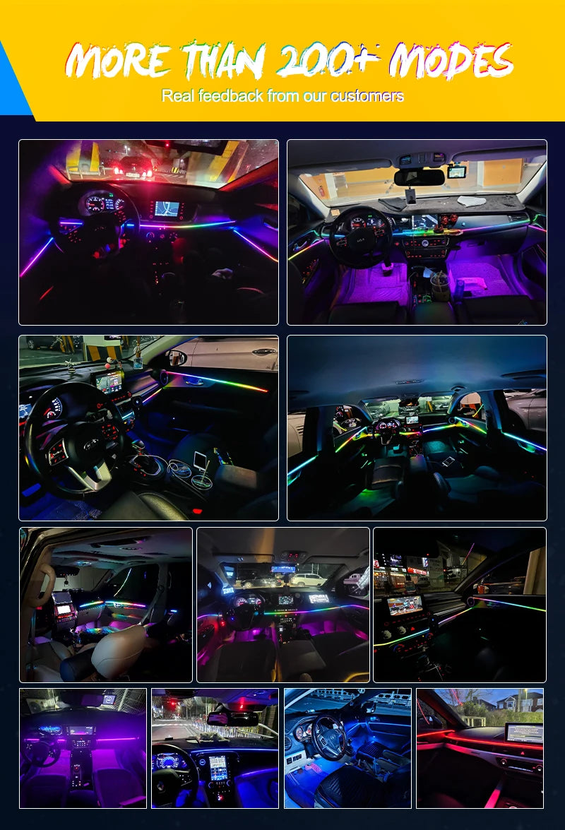 18 in 1 Car Ambient Light 64 Color Acrylic Strips App Control