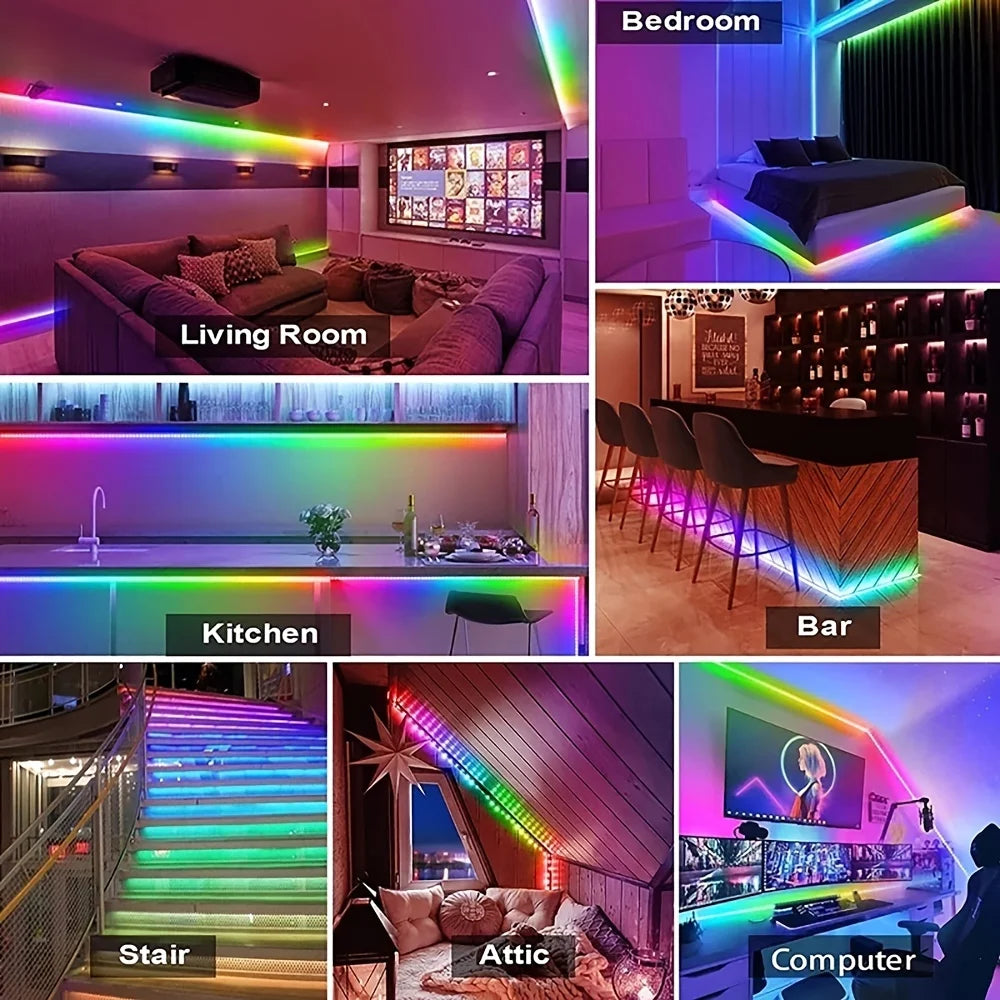 USB LED Strip Lights 20M RGB5050 Music Sync Remote Control
