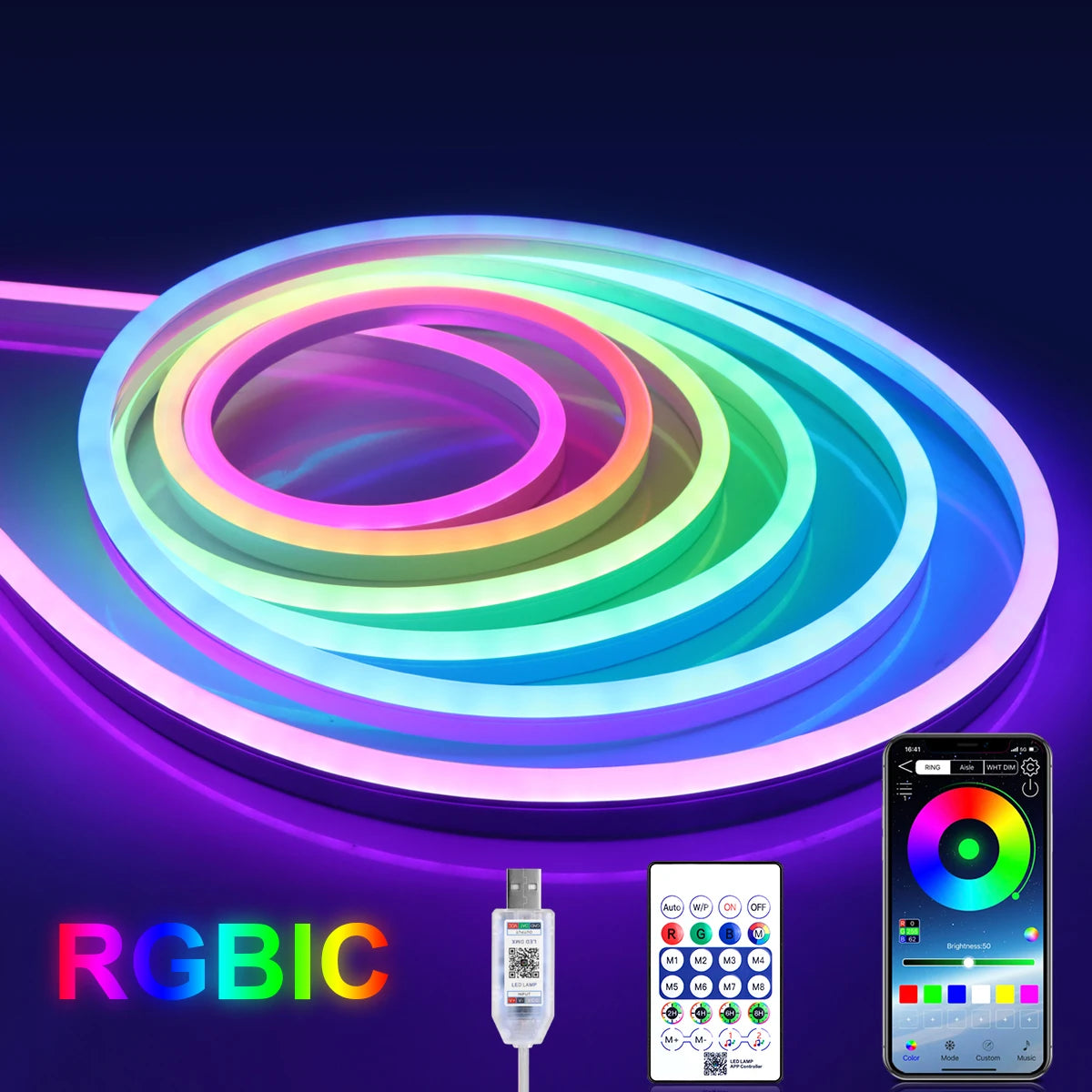 Smart APP Control RGBIC Neon LED Strip Light – Led Strips Room