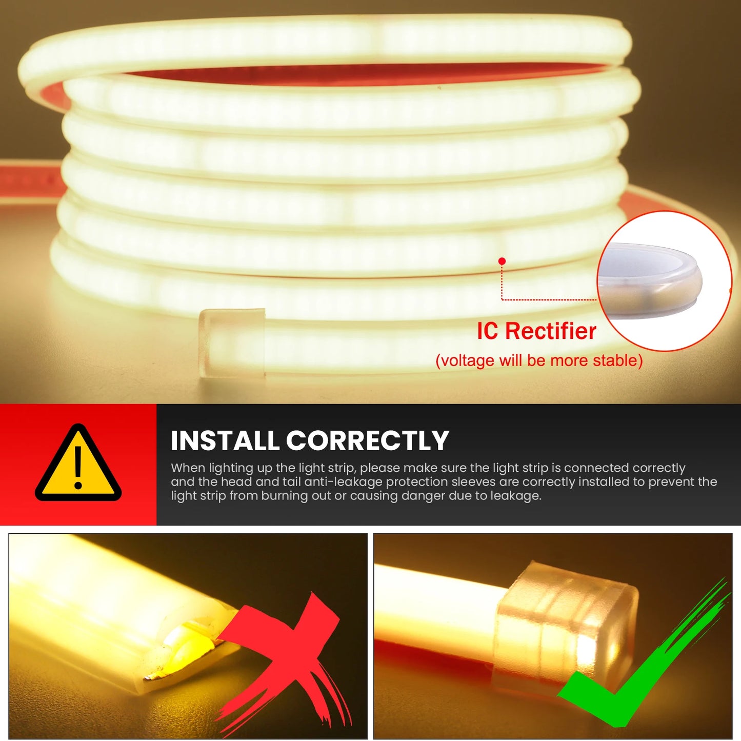 AC 220V COB Lights IP67 Outdoor Waterproof LED Strip Light
