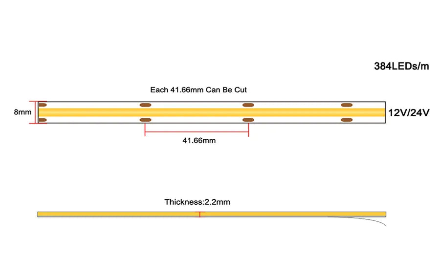 FOB COB LED Strip Lights  Flexible Dimmable LED Tape