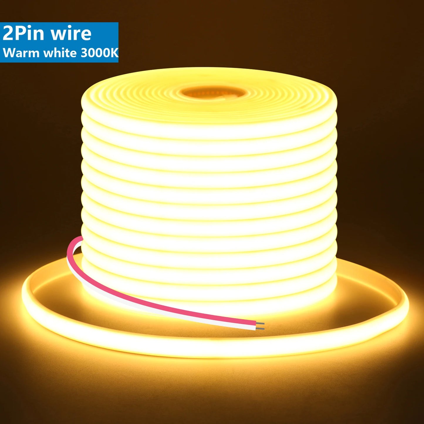 12V 24V COB LED Tape Flexible DC Plug/2Pin Wire Strip Light