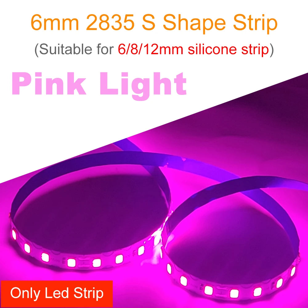 6mm Width DC12V 2835 S Shape LED Strip Flexible Foldable Tape Light