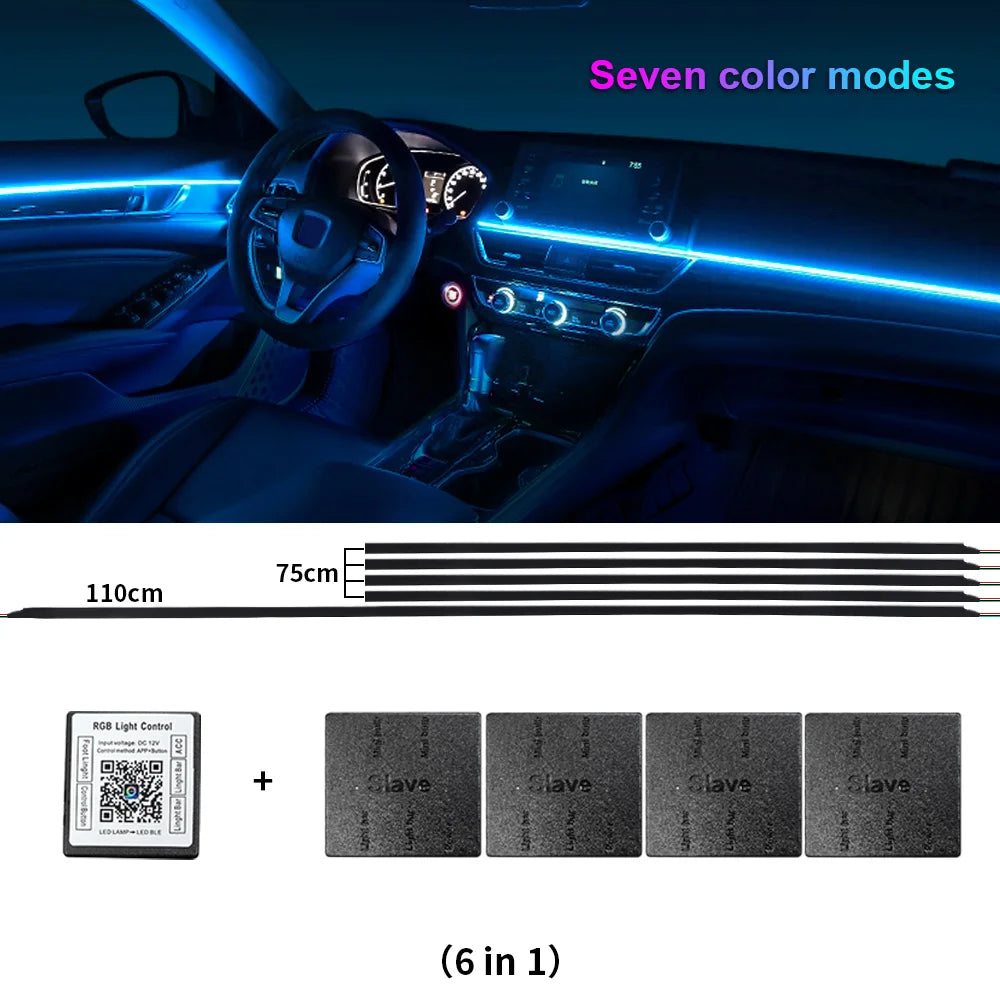 18 in 1 Dual Zone Symphony Streamer Car Ambient Light Interior