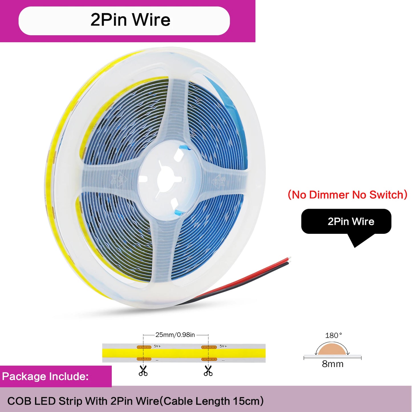 5V COB LED Light Strip With Touch Dimmer/ON OFF Switch