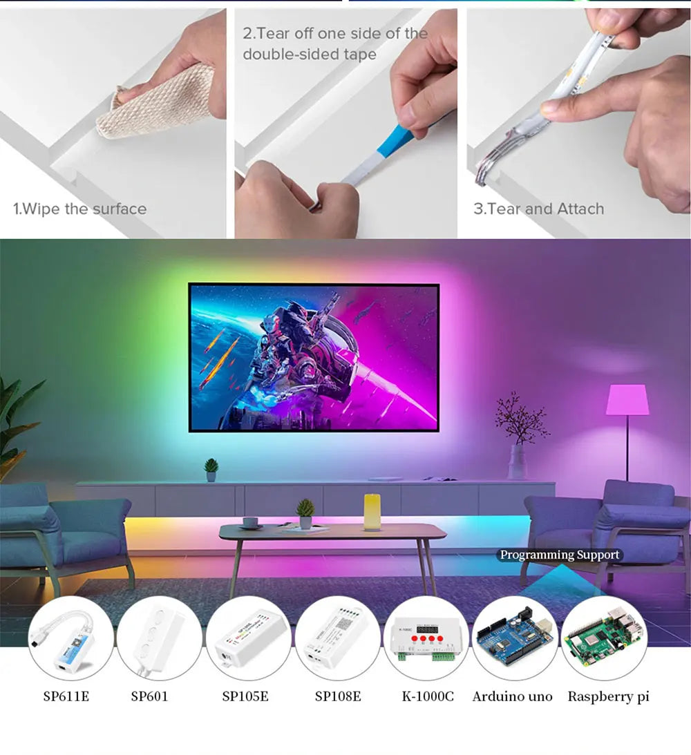 COB LED Light Strip Pixel Addressable 360 480 720 576 LEDs RGB