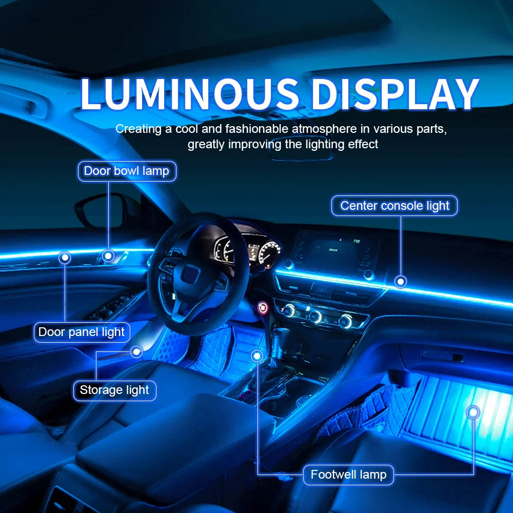Led Car Ambient Lights App Control Optic Strip Acrylic Fiber