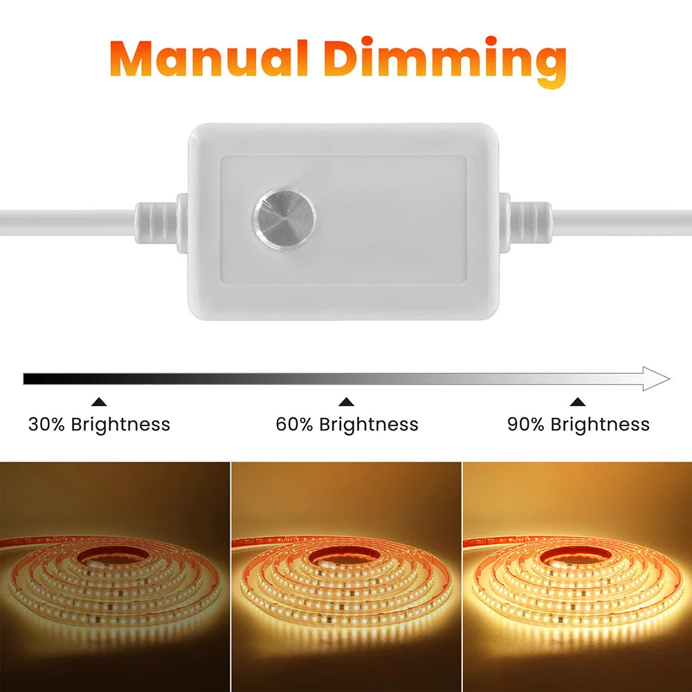 Dimmable 220V 2835 Led Strip Light with Dimmer Switch Adhesive Tape