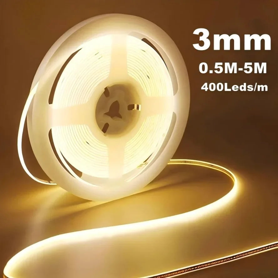 3MM Ultra Thin COB LED Strip 5V Colorful Dimmable High Density Flexible Light