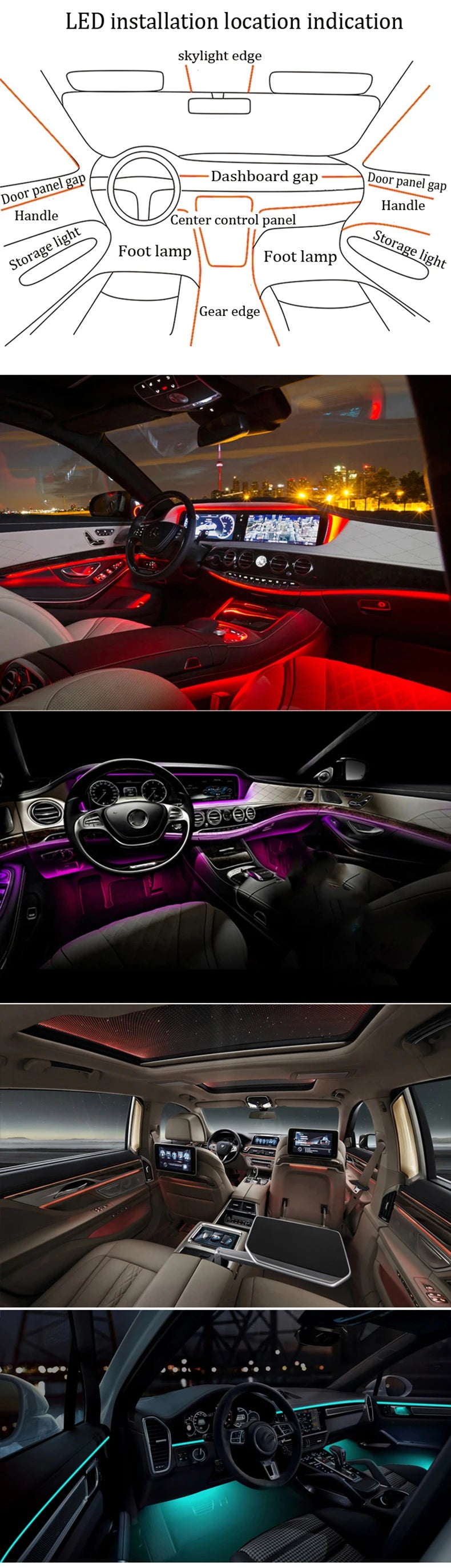 Ambient Light For Car Interior 64 Color Breathe Dashboard