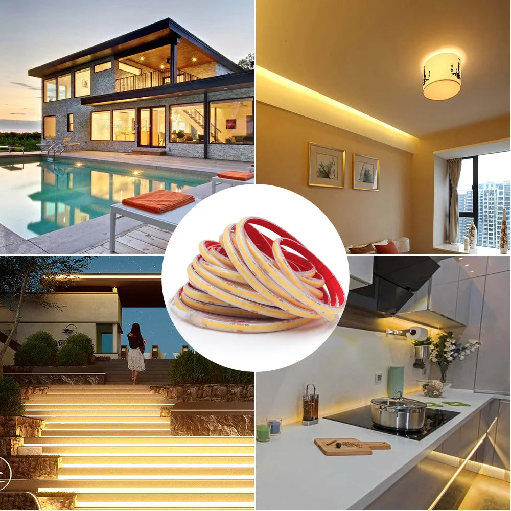 IP68 Waterproof COB Led Strip Light 12V 24V Flexible LED Tape