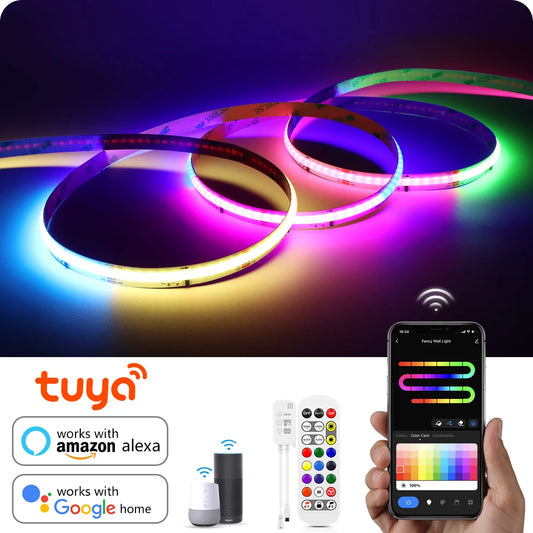 Tuya Smart WIFI RGBIC COB LED Strip Light Tape Addressable