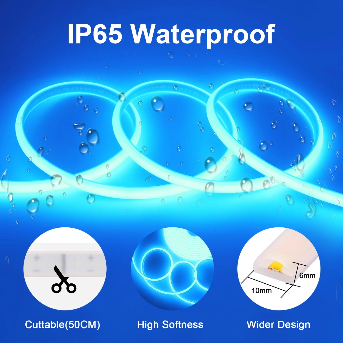 220V COB Neon Strip Light EU Plug Waterproof Outdoor