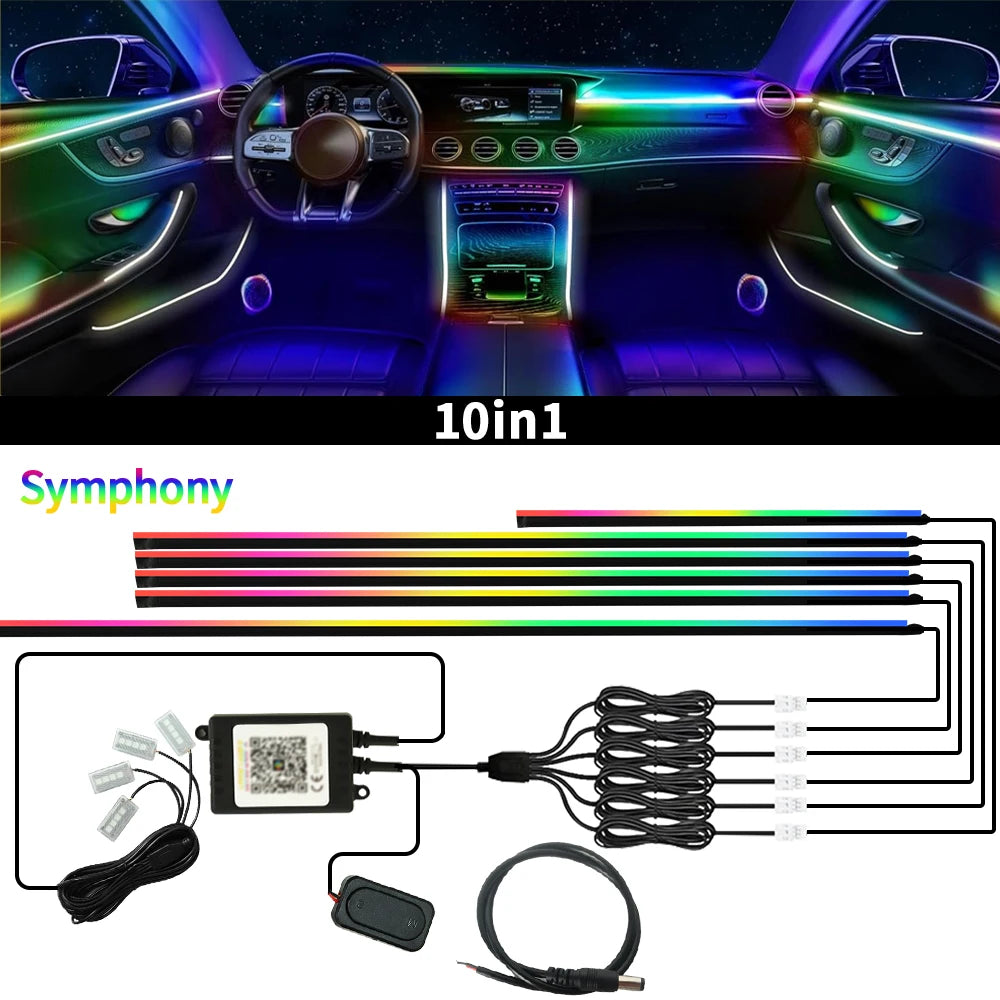 18 in 1 Car Ambient Light For BMW 64 Colors RGB LED Neon Strip