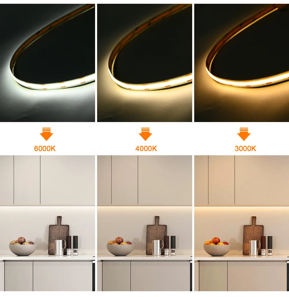 Linear Dimmable 24V 12V COB LED Strip Light For Room Decor