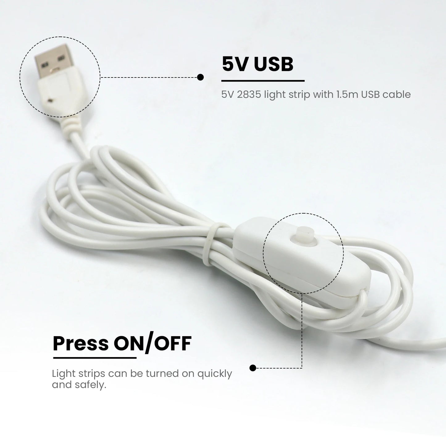 LED Strip Light USB 60Leds/m Flexible Led Tape for Room Decor