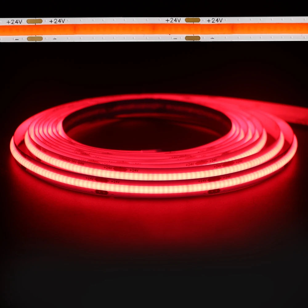 DC 24V Colour COB LED Strip Lights For Room 8mm 480LED/m High Density
