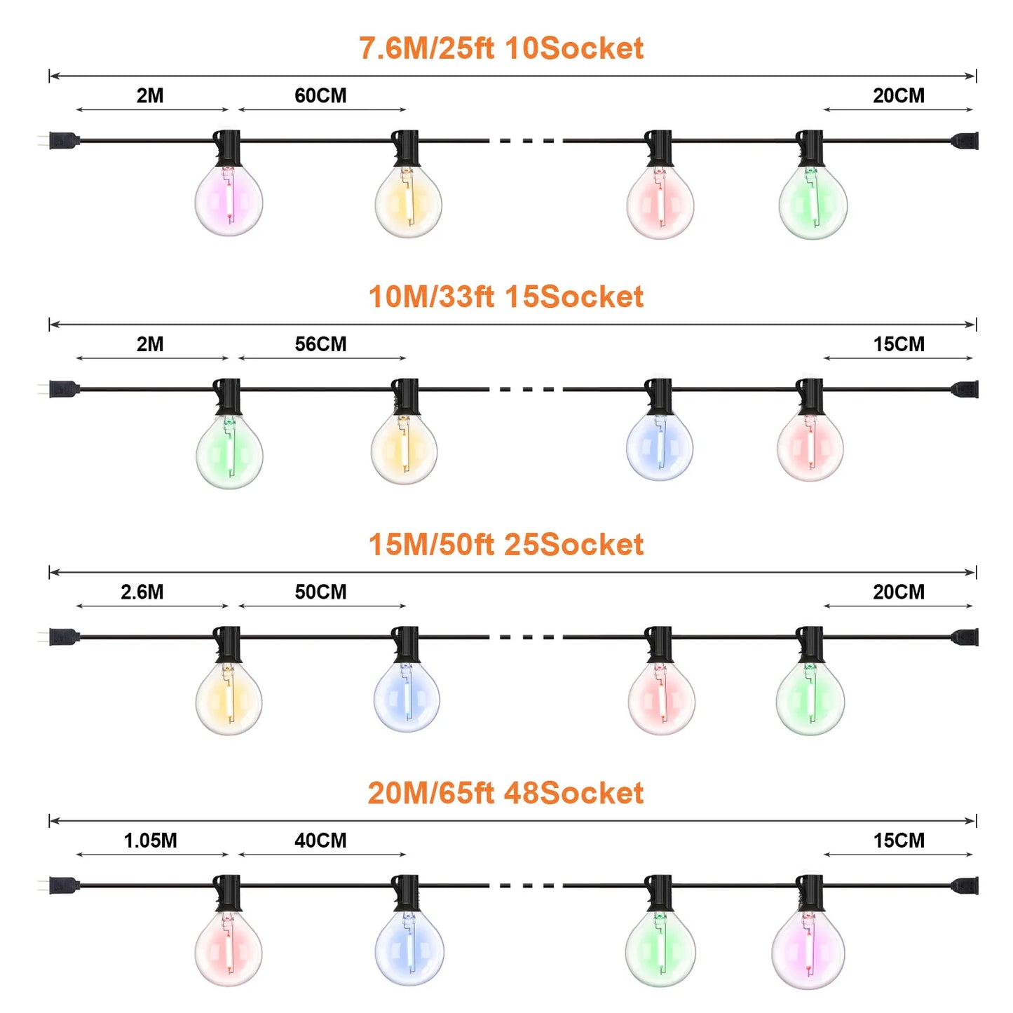 Colorful Outdoor Lights Garland G40 Garden String Light