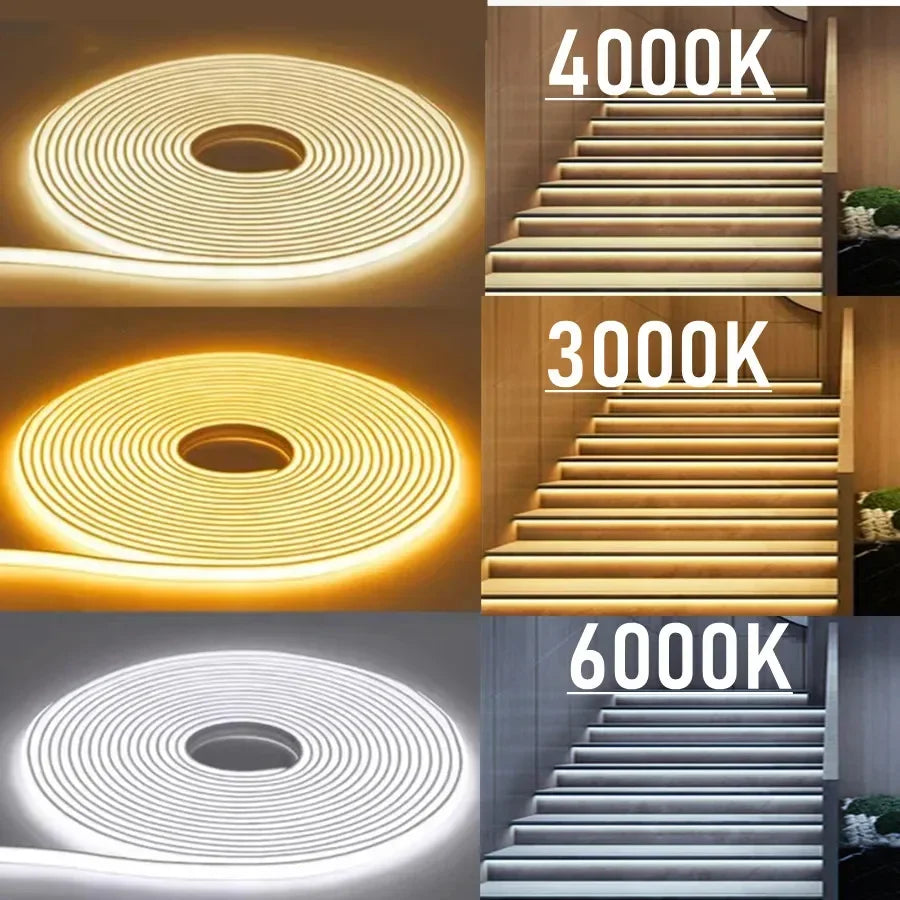 1-30M 220V COB LED Lamp Strip 288LEDs/m RA90 Outdoor IP65