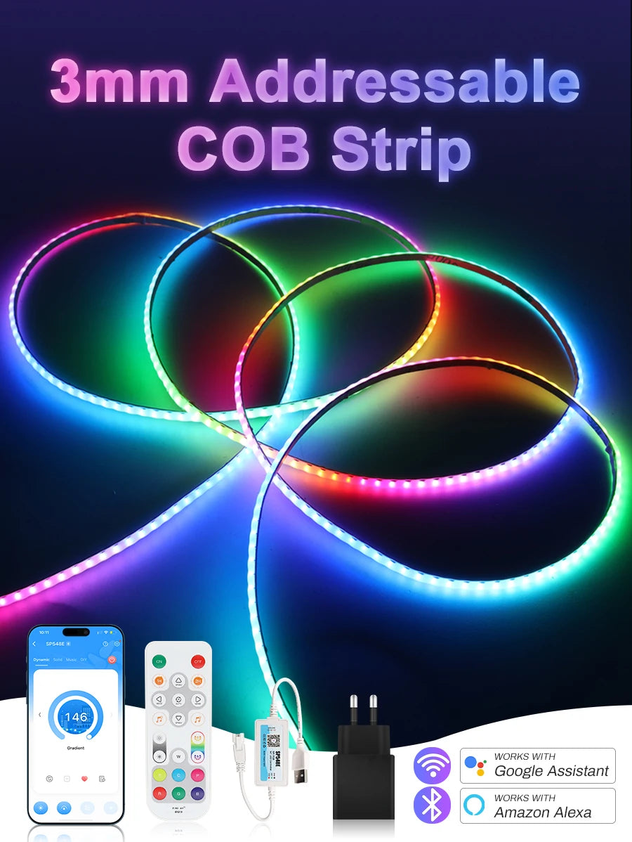 3mm 5mm 5V WS2812B Addressable COB LED Strip