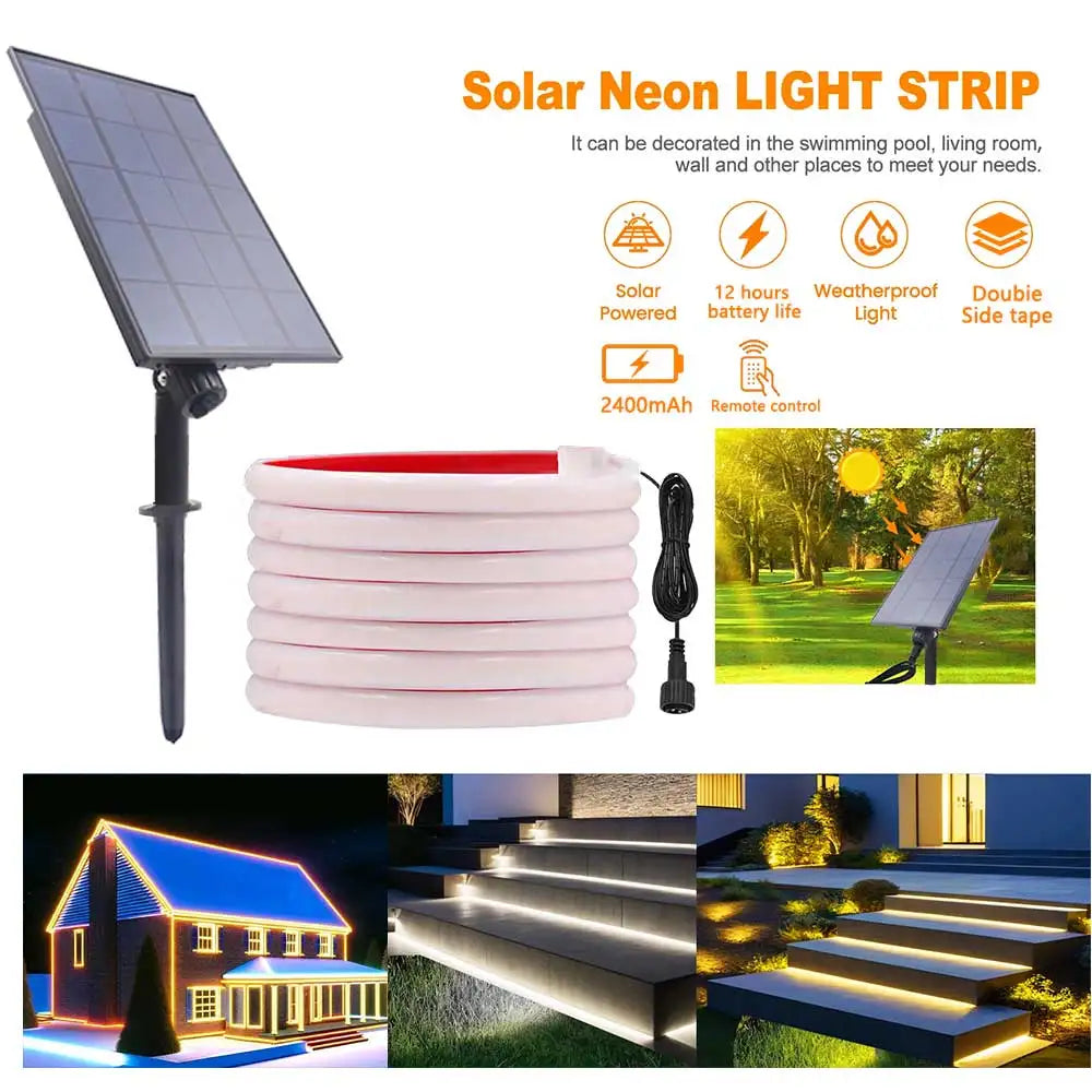 2400mAh COB Solar Neon Light Strips DC 24V Flexible Lights