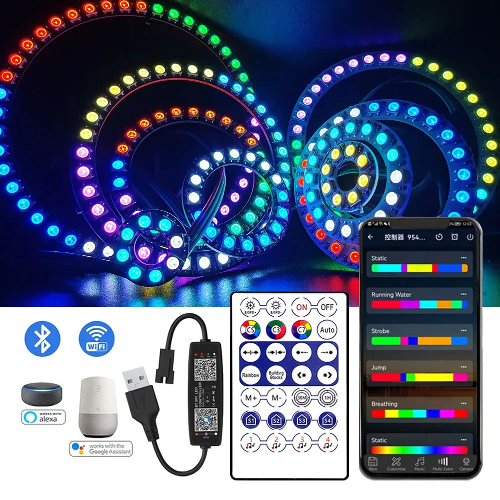 USB RGB Led Ring WS2812B With 28Keys BT Music Controlle