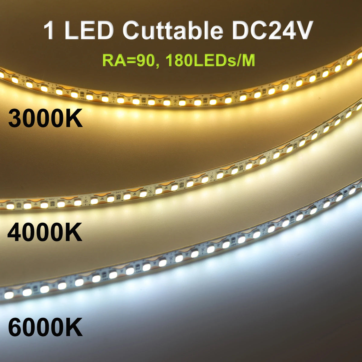 24V 5m 10m/Roll LED Strip Light High Bright 180LEDs/M