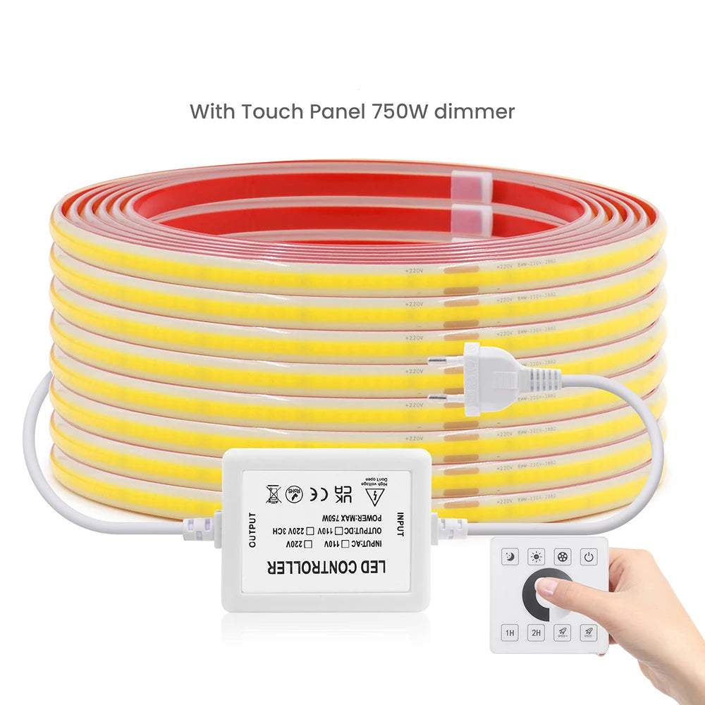 220V Dimmable COB LED Strip Light WIFI Bluetooth Wall Touch
