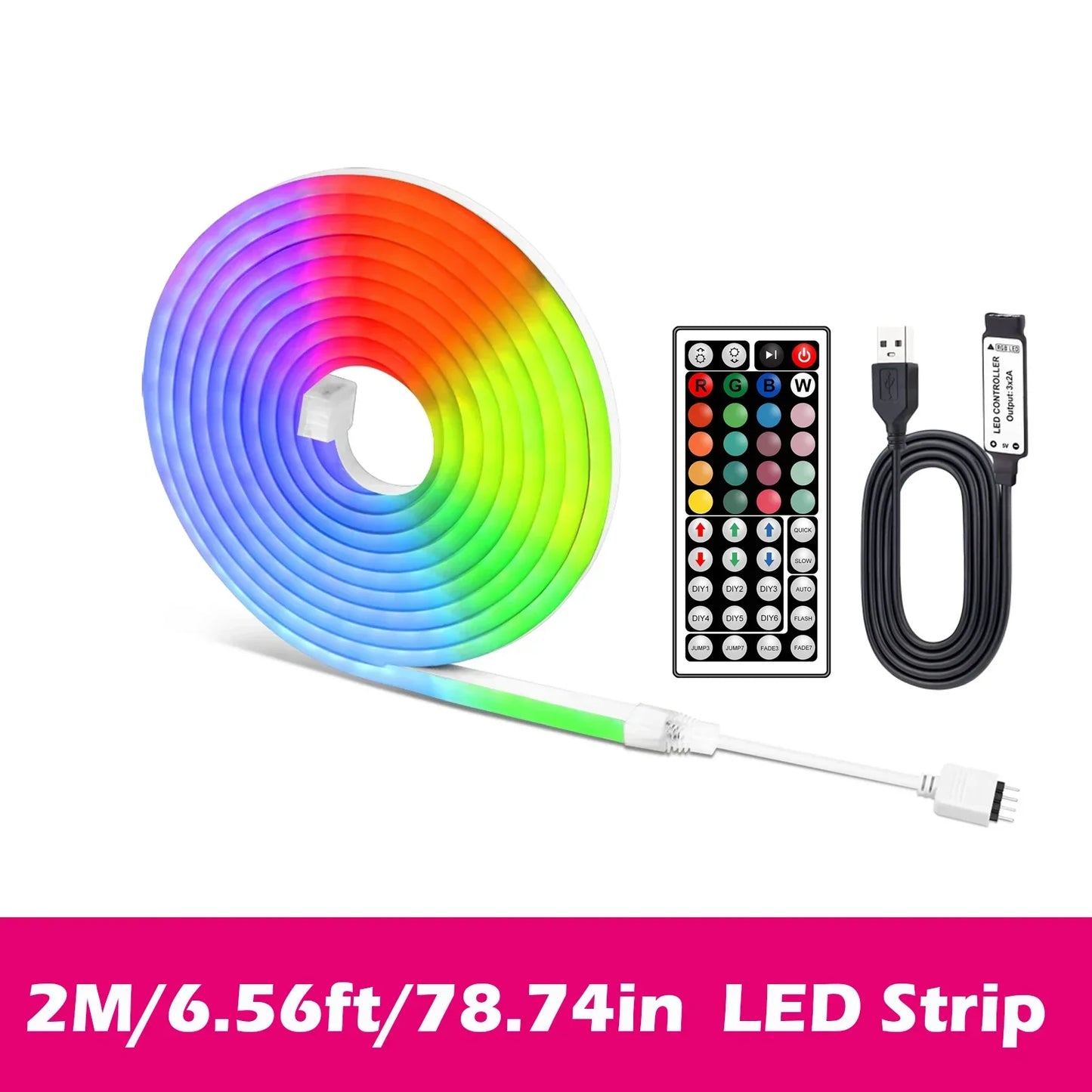RGB LED Neon Lights with 44Keys Remote Flexible Neon Strip Lights