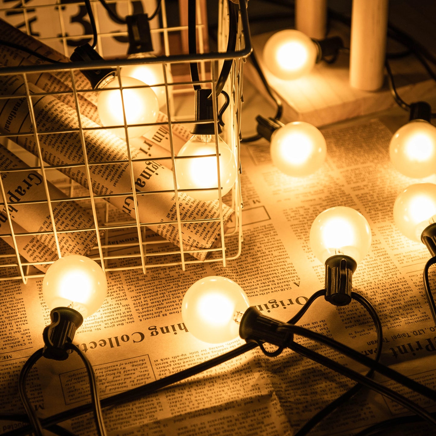 Vintage G40 Frosted Milky Glass String Lights Outdoor