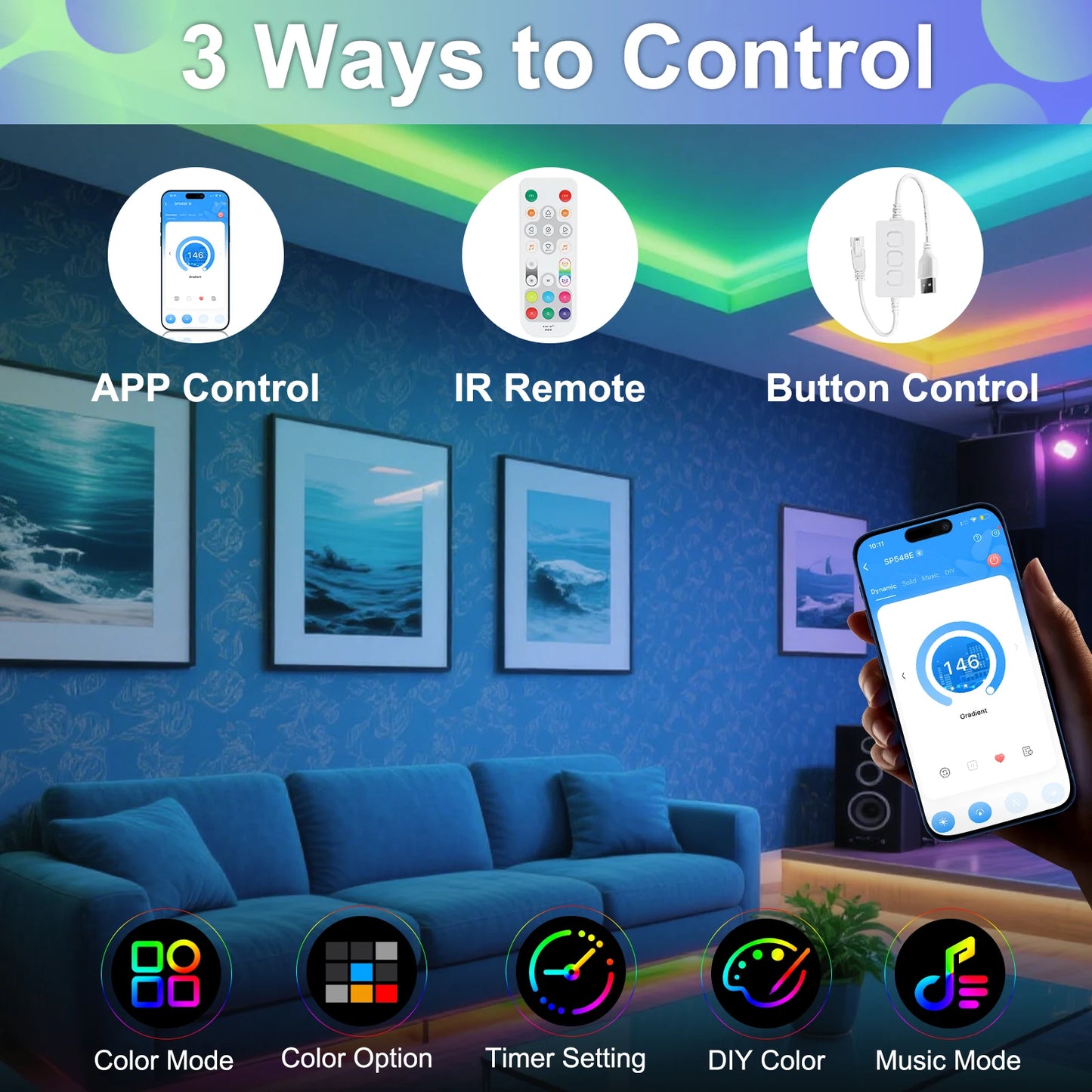 3mm 5mm 5V WS2812B Addressable COB LED Strip