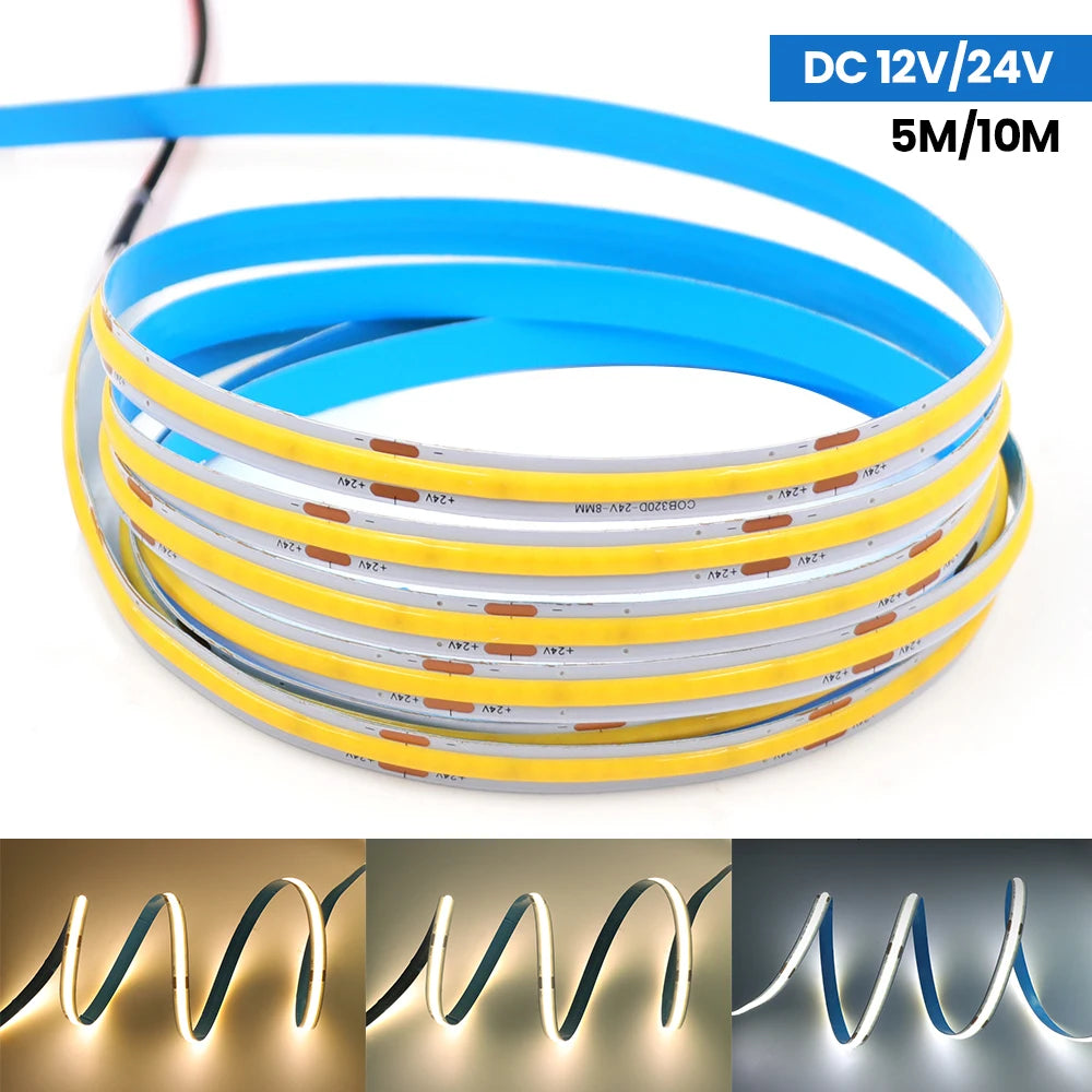 COB Strip Light 8MM 320Leds/M High Density Linear Lighting
