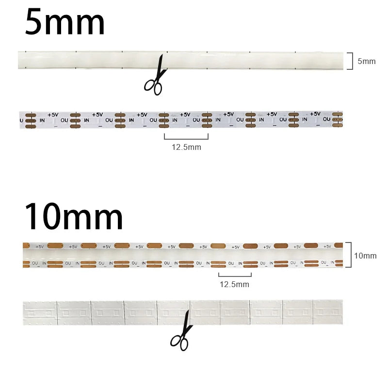 Full Color COB Smart LED Strip Light DC 5V 12V Individually