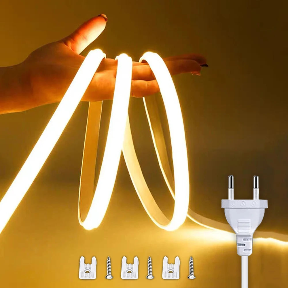 220V Led Strip with ON/OFF Switch Waterproof COB LED Strip 220V