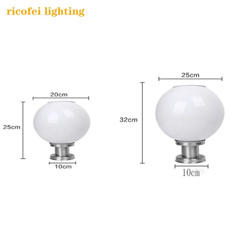LED Round Ball Stainless Steel Solar Post Lamp Outdoor