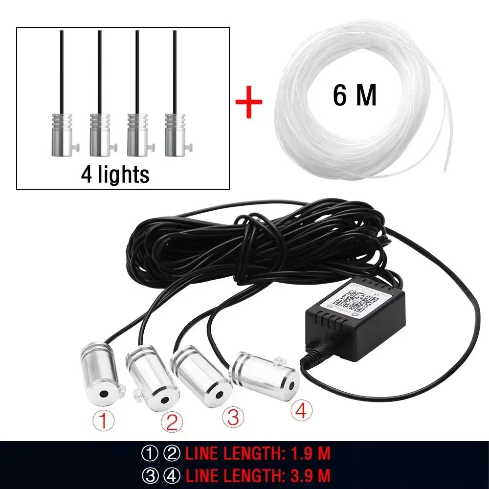 Car Ambient Decoration Lamp RGB Fiber Optic Neon Strip