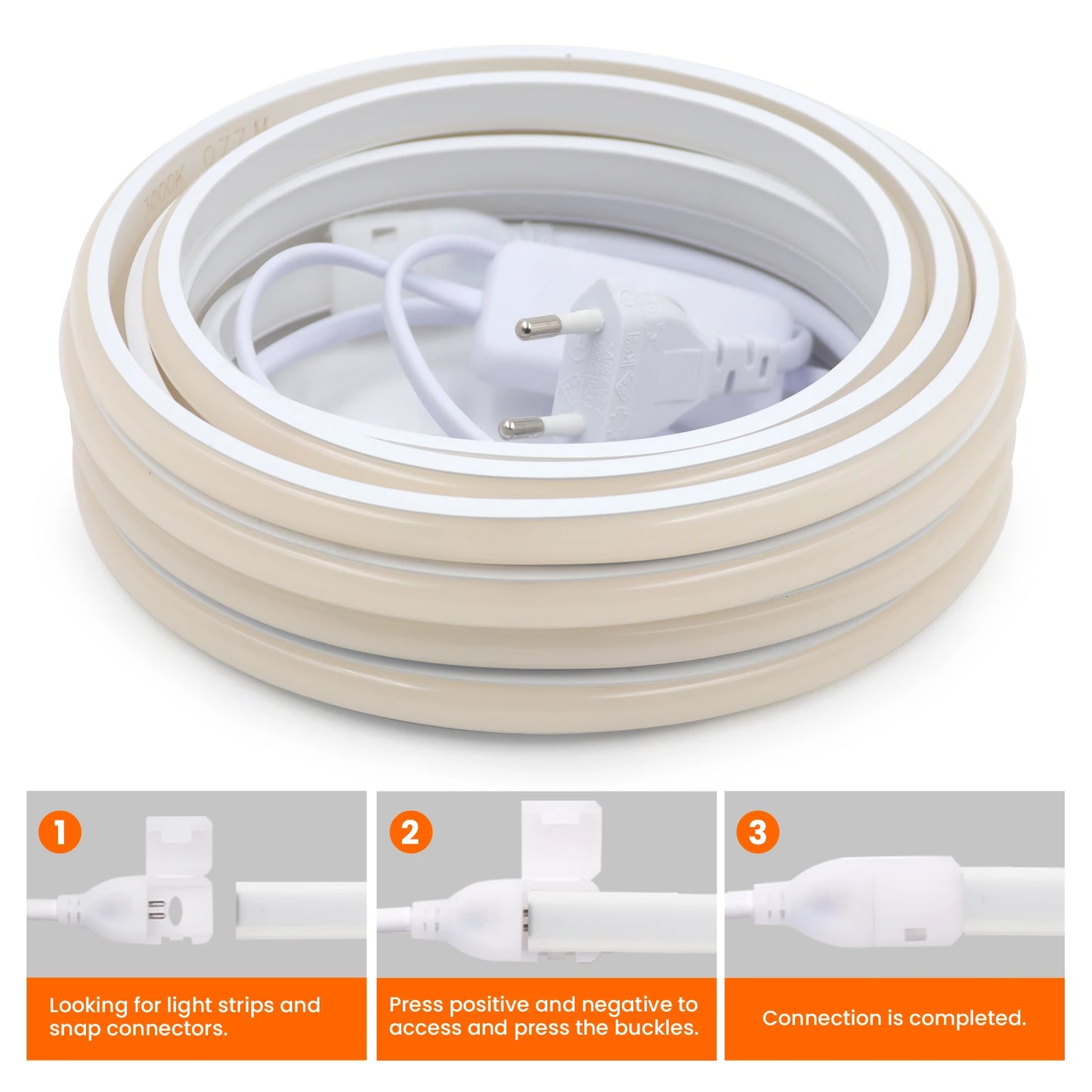 Waterproof COB LED Strip Light With EU Switch Plug