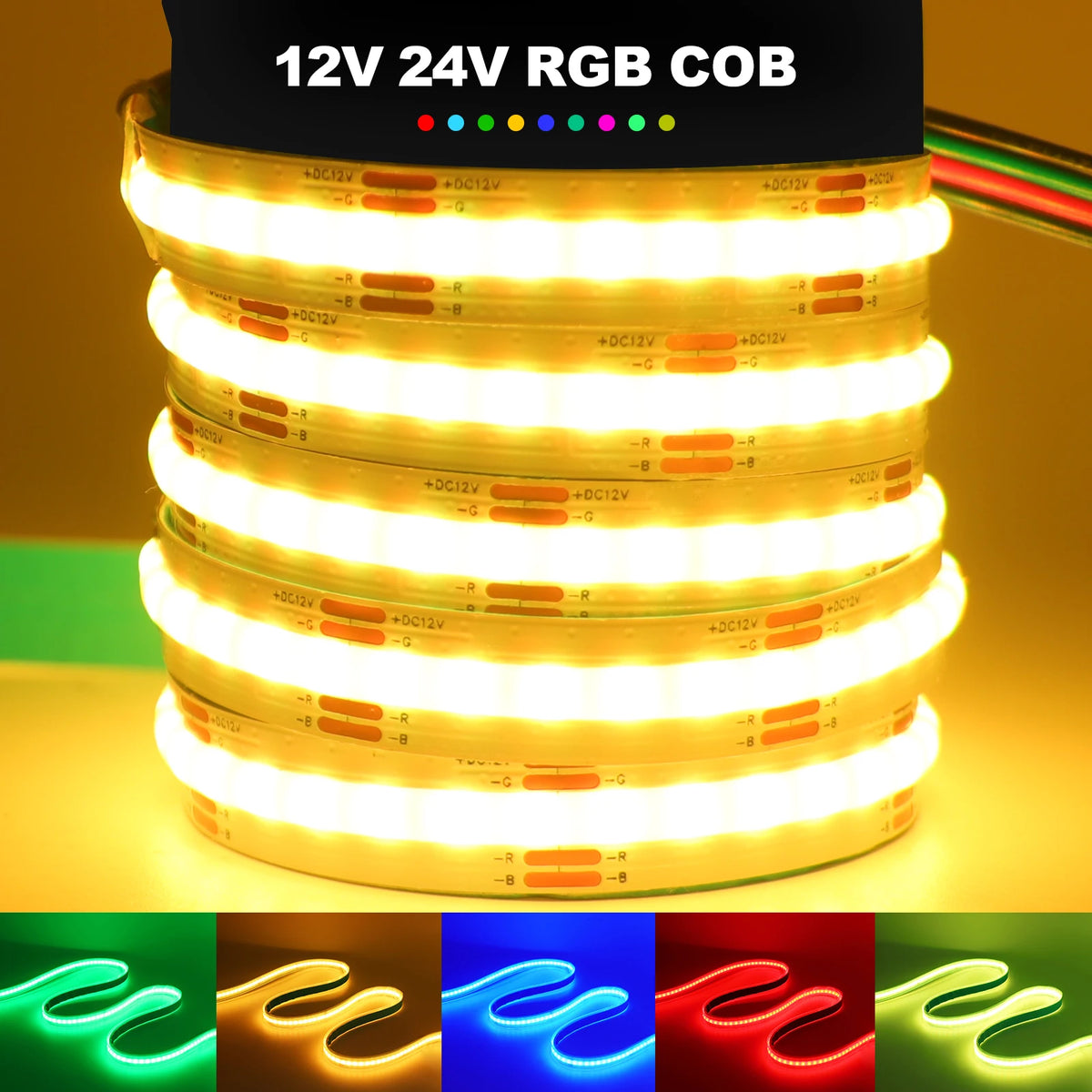 DC 12V 24V COB LED Strip RGBCCT High Bright Led Tape Diode