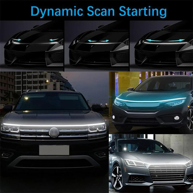 Daytime Running Lights LED Engine Hood Light Bar Kit