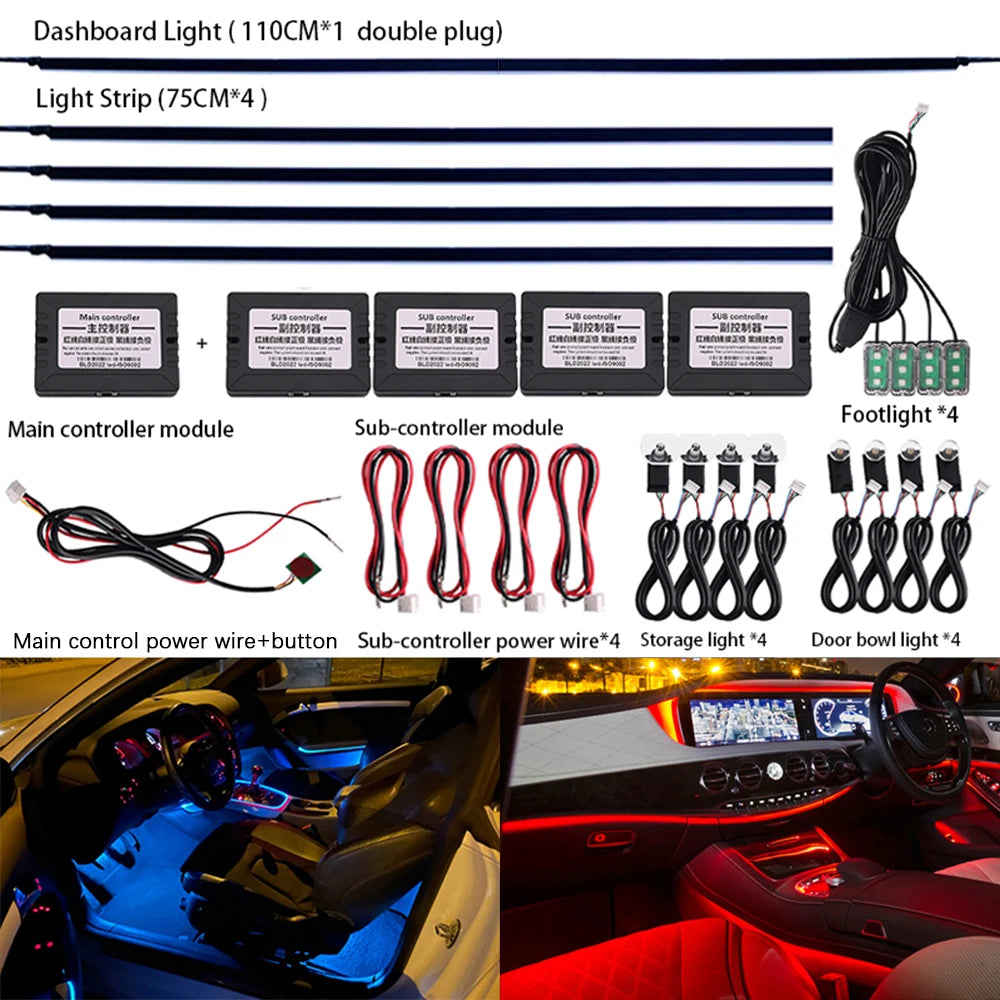 Ambient Light For Car Interior 64 Color Breathe Dashboard
