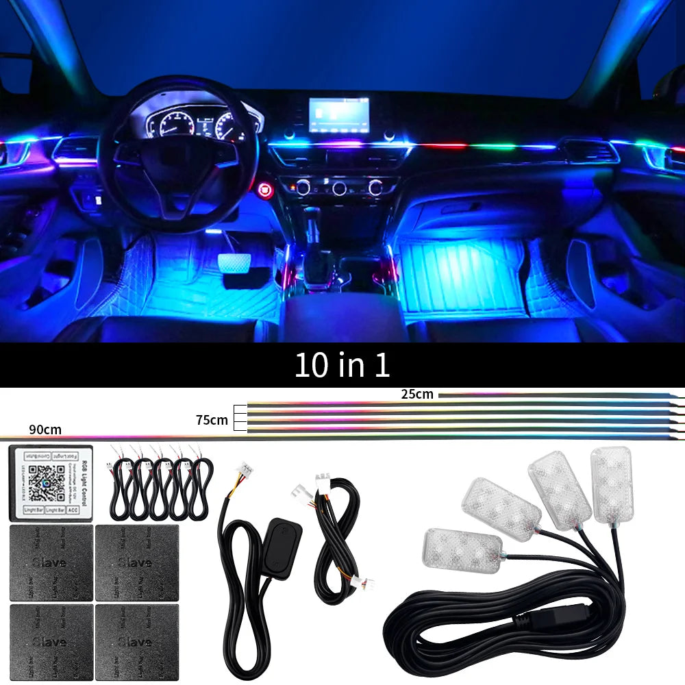 18 in 1 Dual Zone Symphony Streamer Car Ambient Light Interior