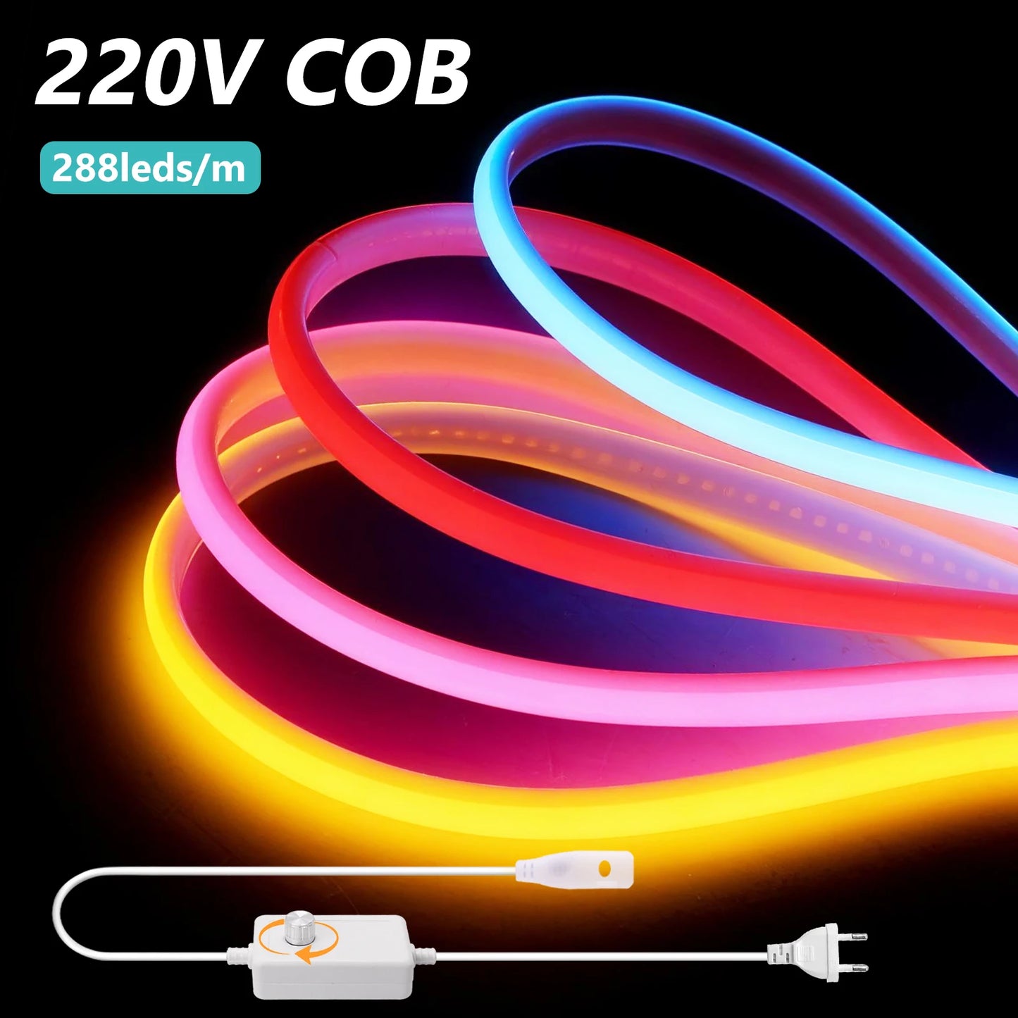 220V COB LED Light Strip IP65 Waterproof Ribbon Tape