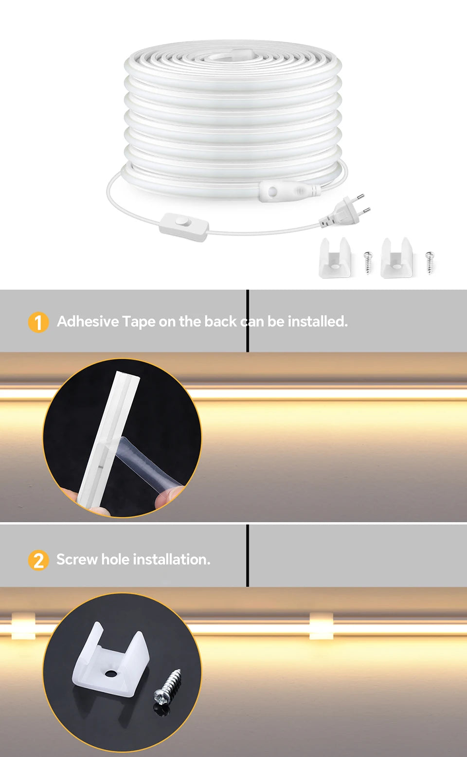 1-30M Flexible Solid Silicone COB LED Strip 220V for Home Ambience Decor